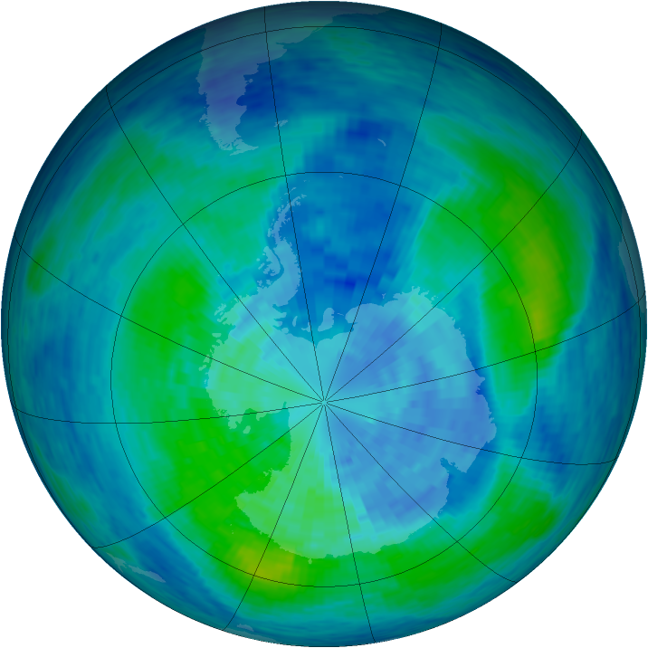 Antarctic ozone map for 22 March 1994